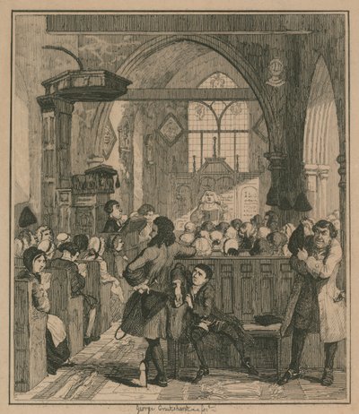 Jack Sheppard Committing the Robbery in Willesden Church by George Cruikshank